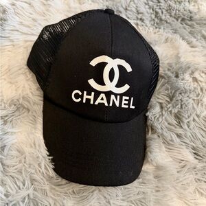 CHANEL Black and White Logo Cap